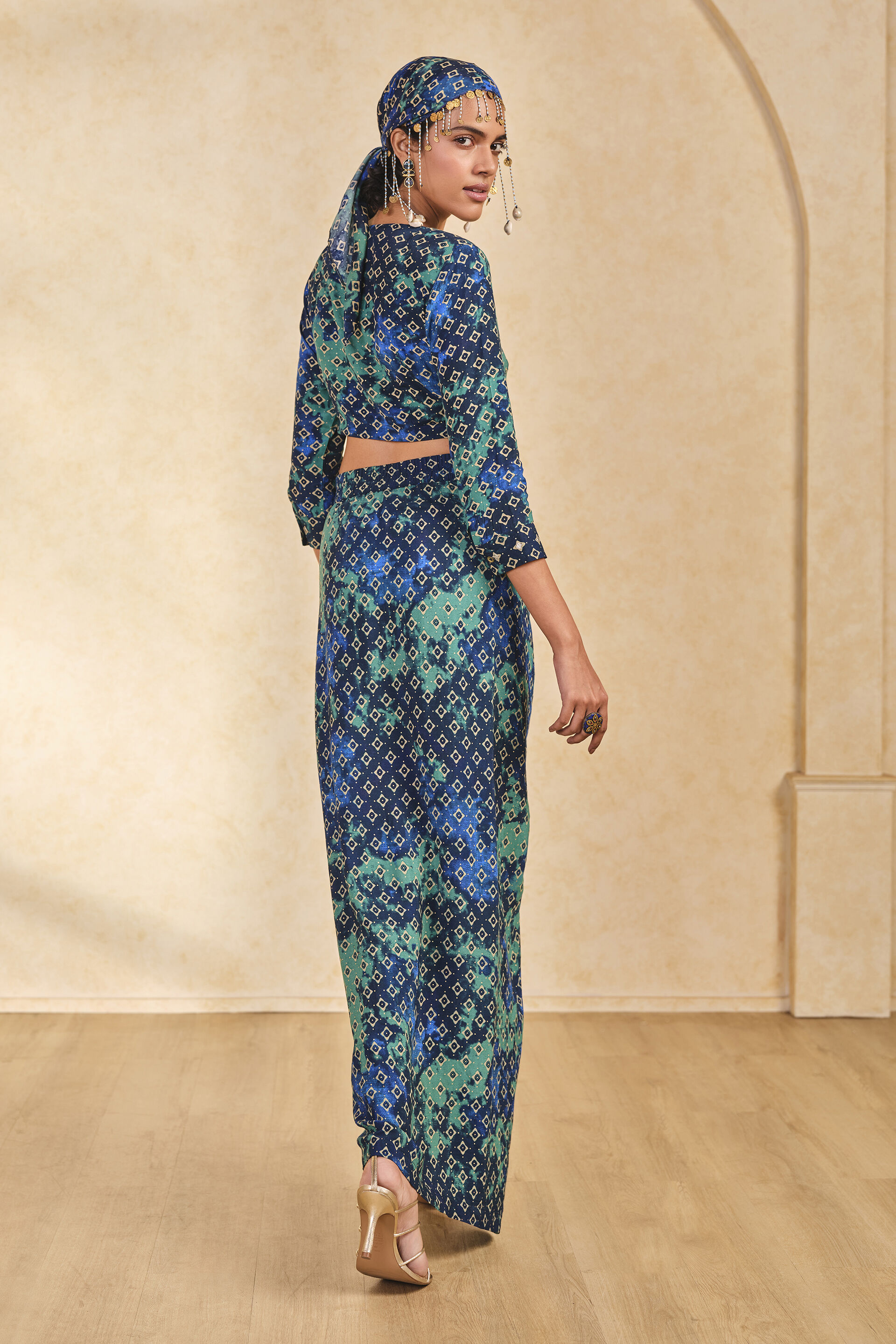 Blue Reef Top and Pleated Skirt Set, Blue, image 5